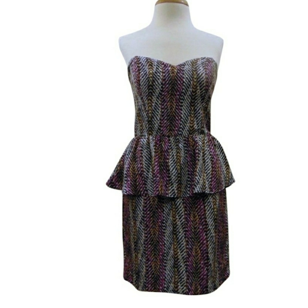 Corey Lynn Calter Strapless Peplum Mini Dress Anthropologie Retro Prom